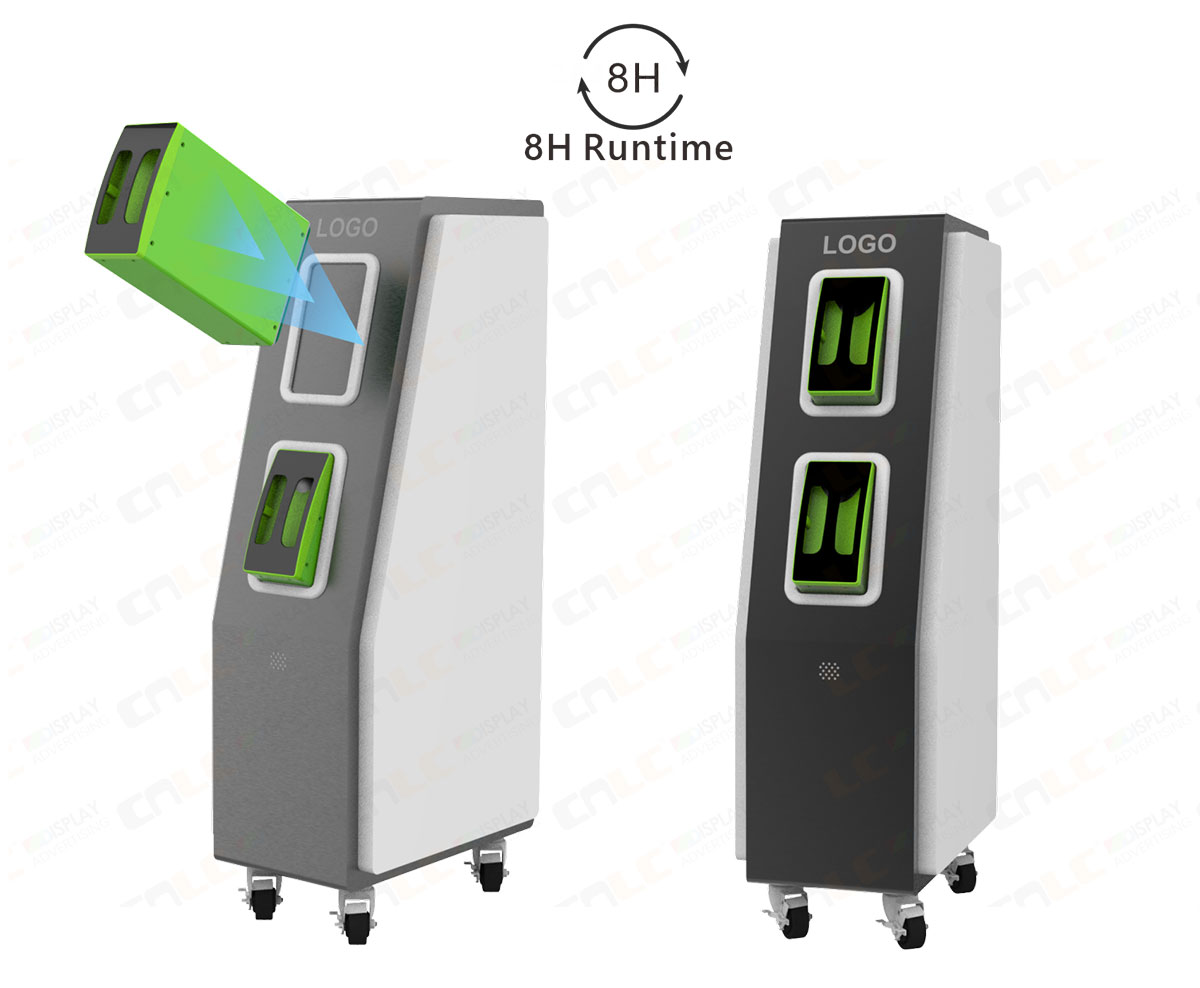 Battery-Powered Portable LCD Display with Charging Cabinet