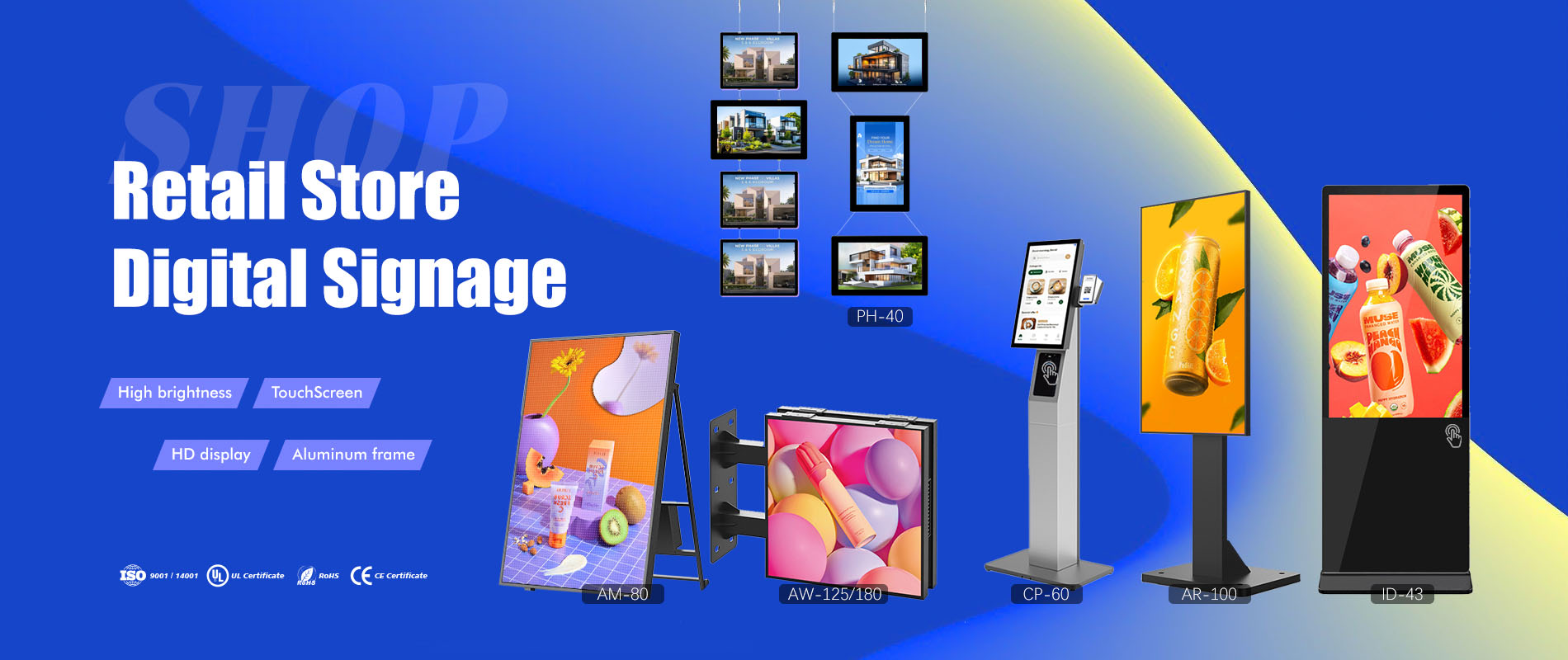 Señalización digital sobre ruedas para comercios minoristas al aire libre