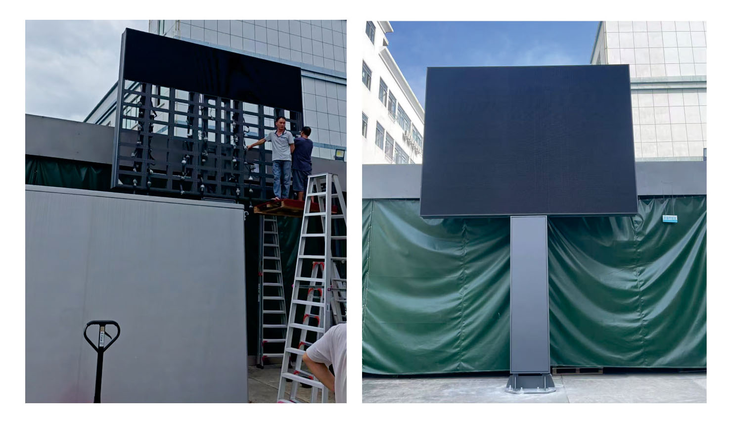 LED fixed boxes assembled into billboard