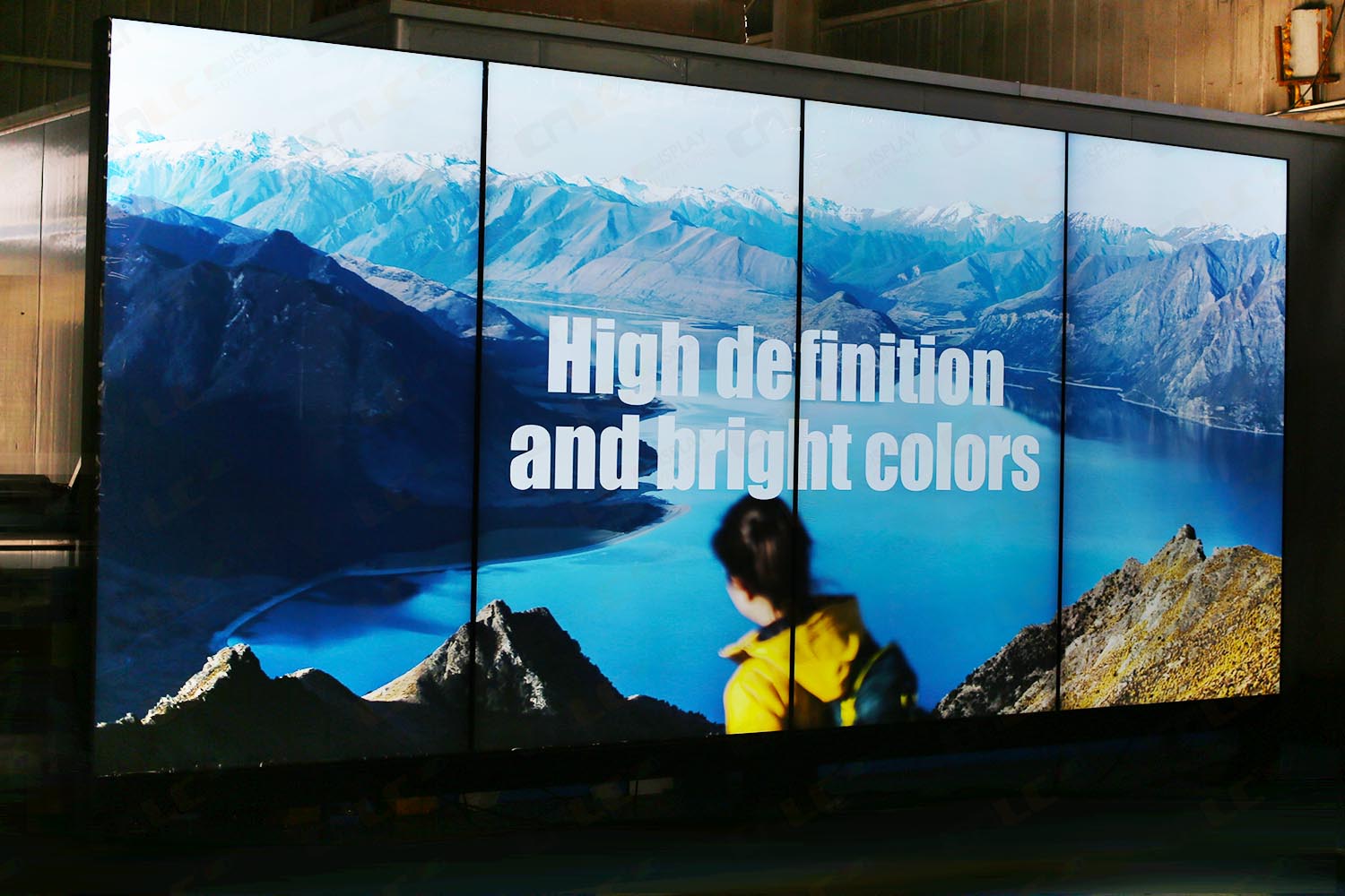 Factory installation example of LCD Video Wall demonstrating seamless splicing