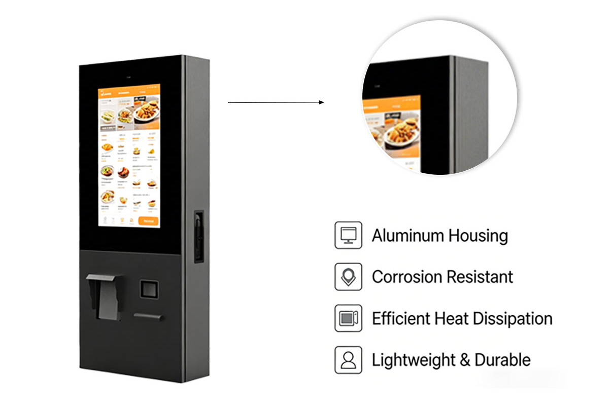 Aluminum profile structure of outdoor kiosk with anti corrosion design for long term durability