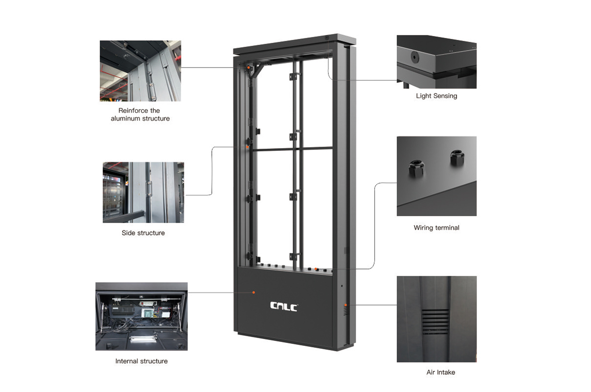 Reinforced aluminum LED display enclosure with smart airflow, wiring and structural design