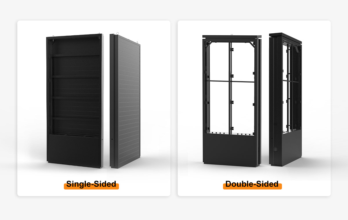 Outdoor LED display enclosure available in single sided and double sided configurations
