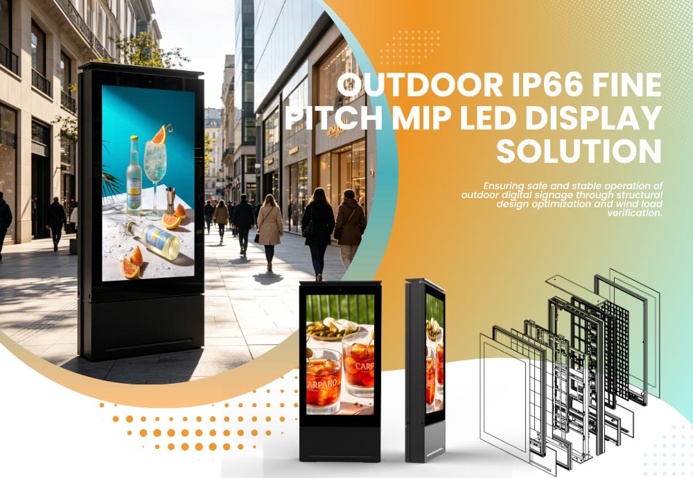 Solución de pantalla LED MIP de paso fino para exteriores con clasificación IP66