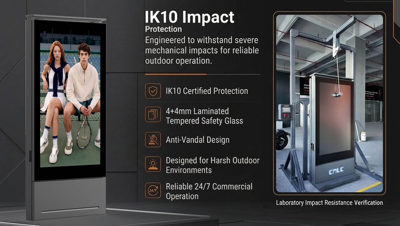IK10 Impact Protection for Outdoor Advertising Display IK10 impact resistance test for outdoor LED totem display