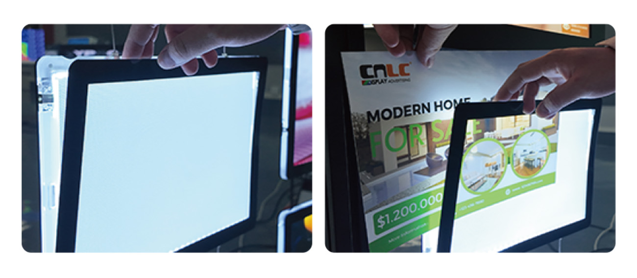 Flexible Hanging LCD and Light Box Advertising Solution hanging LCD display, light box advertising, retail signage solution
