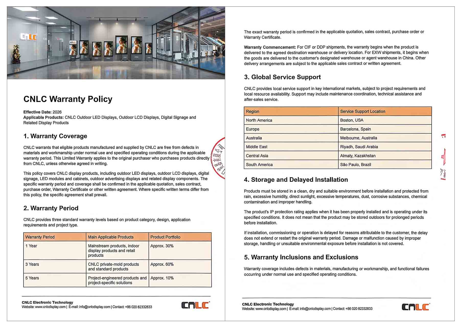 CNLC Warranty Policy | LED & LCD Display Warranty