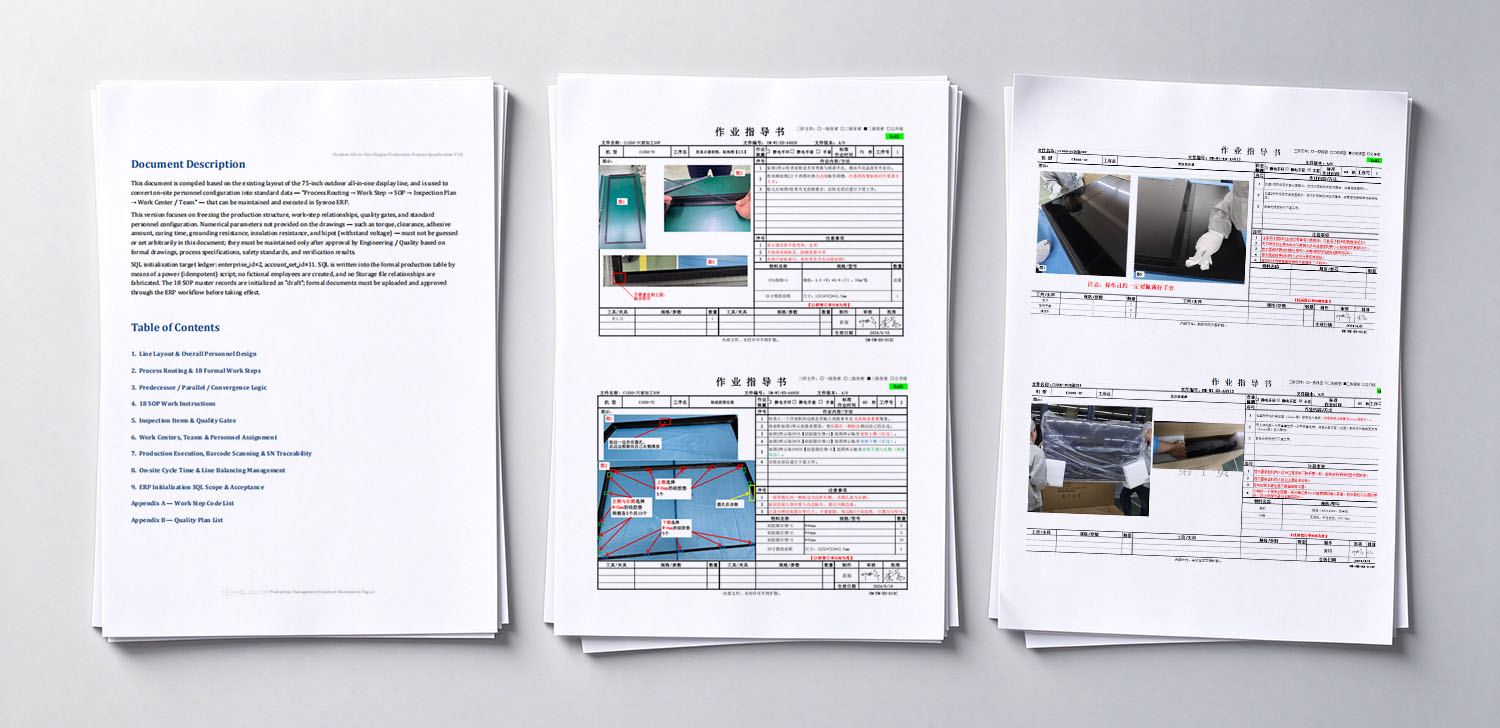 Standard operating procedure for LCD display assembly and quality inspection